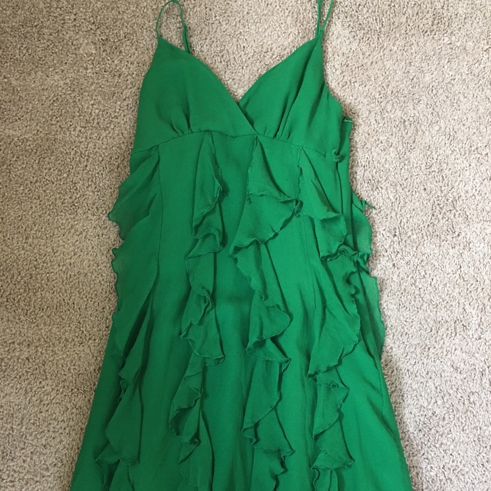 Emerald colored flowing dress